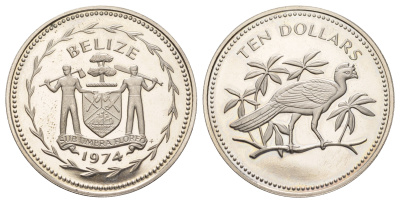 Белиз 10 долларов 1974 KM 45 медно-никель PROOF 1066-11-11