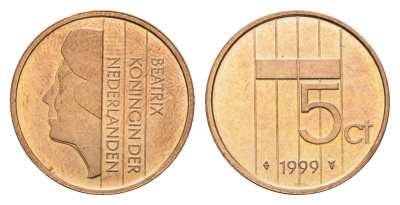 Нидерланды 5 центов 1999 Беатрикс (1980-2013) KM 202 бронза UNC 4684-1241