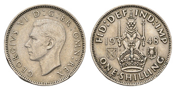 Великобритания 1 шиллинг 1948 Георг VI (1936-1952), Шотландский герб KM 864, Spink 4104 медно-никель 4671-1215
