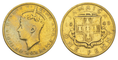 Ямайка 1 пенни 1940 KM 32 никель латунь 4628-434