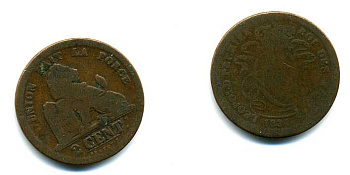 БЕЛЬГИЯ 2 САНТИМА 1834 KM 4.1 медь 56-337