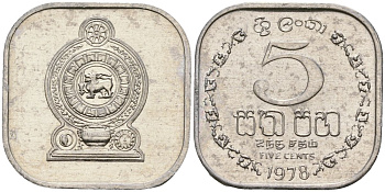 Шри-Ланка 5 центов 1978 KM 139a алюминий 4136-626