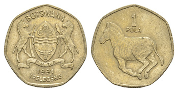 Ботсвана 1 пула 1991 Зебра KM 24 никель латунь 51-2351