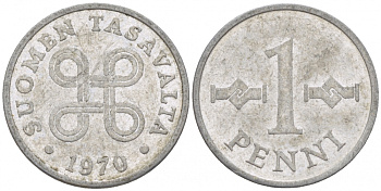 ФИНЛЯНДИЯ 1 ПЕННИ 1970 КМ 44a алюминий 3309-259