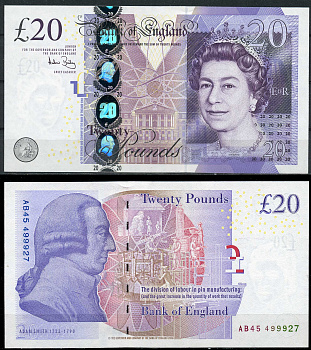 Великобритания 20 фунтов 2006 подпись A. Bailey Pick 392 а  бумага  UNC (пресс) 6266-45-2-1