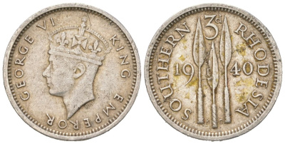 Южная Родезия 3 пенса 1940 Георг VI (1936-1952) KM 16 серебро 4617-116