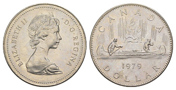 Канада 1 доллар 1979 Елизавета II (1952-2022), каноэ KM 120 никель UNC 4185-731