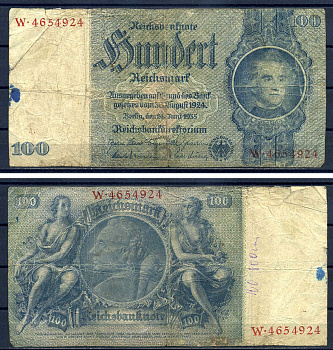 Германия 100 рейхсмарк 1935 Pick 183 a бумага 8518-23-3-2