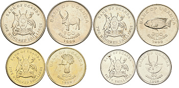 Уганда лот из 4 монет 1998 (50, 100, 200, 500 шиллингов), животные UNC N2-33