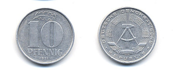 ГДР 10 пфеннигов 1971 KM 10 алюминий 54-1553