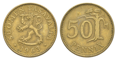 Финляндия 50 пенни 1963 KM 48 алюминиевая бронза 4525-1023