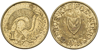 Кипр 1 цент 1993 KM 53.3 никель латунь 4174-1144