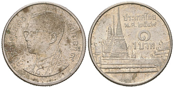 Таиланд 1 бат 2006 BE2549, Рама IX (1946-2016), королевский дворец KM 183 медно-никель 4567-423