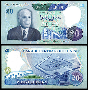 Тунис 20 динар 1983 Pick 81 бумага UNC (пресс) 451-1143-1