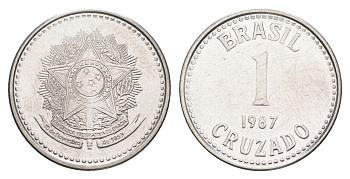 Бразилия 1 крузадо 1987 KM 605 нержавеющая сталь UNC 4642-1245