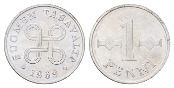 Финляндия 1 пенни 1969 KM 44a алюминий UNC 4668-845