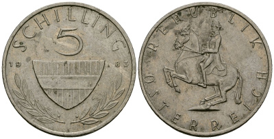 Австрия 5 шиллингов 1983 KM 2889a медно-никель 4167-914