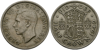 Великобритания 1/2 кроны 1949 Георг VI (1936-1952) KM 879, Spink 4106 медно-никель 4137-411