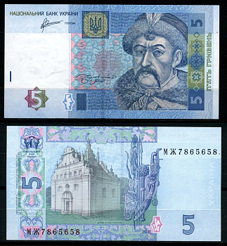 Украина 5 гривен 2011 Pick 118c бумага UNC (пресс) 6283-28-2-2