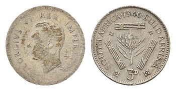 ЮАР 3 пенса 1946 Георг VI (1936-1952) KM 26 серебро 4549-465