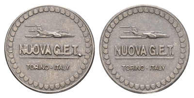 Италия, Турин медаль "Nueva G.E.T." самолет, диаметр 24 мм, вес 5,3 гр 4670-1017