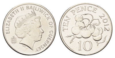Гернси 10 пенсов 2012 год-тип, помидоры KM 149a сталь плакированная никелем UNC 4660-857