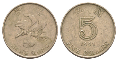 Гонконг 5 долларов 1993 KM 65 медно-никель 4381-326