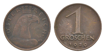 Австрия 1 грош 1929 KM 2836 бронза 4549-1243