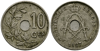 Бельгия 10 сантимов 1927 Belgie KM 86 медно-никель 4171-1223
