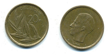 Бельгия 20 франков 1981 Belgique, Бодуэн I (1951-1993) KM 159 никель бронза 25-1651