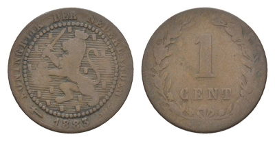 Нидерланды 1 цент 1883 Виллем III (1849-1890) KM 107 бронза 66-1233