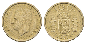 Испания 100 песет 1992 M, Хуан Карлос I (1975-2014) KM 908 алюминиевая бронза 4622-856