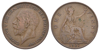 Великобритания 1 пенни 1927 Георг V (1910-1936) KM 826, Spink 4054 бронза 4661-713