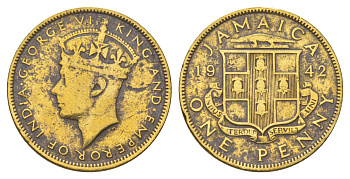Ямайка 1 пенни 1942 KM 32 никель латунь 4628-445