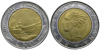 ИТАЛИЯ 500 ЛИР 1986 R KM 111 биметалл 84-842