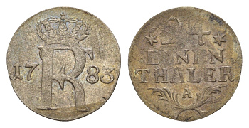 Пруссия 1/24 талера 1783 A, Фридрих II (1740-1786) KM 296 серебро 1525-1232