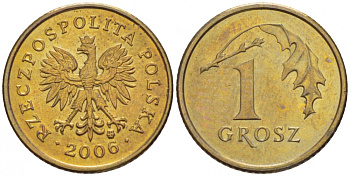 ПОЛЬША 1 ГРОШ 2006 MW KM 276 латунь UNC 4516-1051
