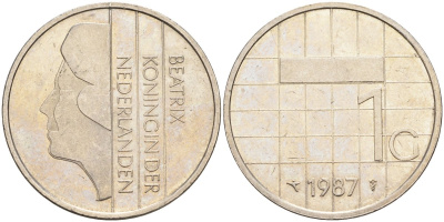 Нидерланды 1 гульден 1987 Беатрикс (1980-2013) KM 205 никель 4171-137