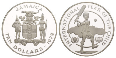 Ямайка 10 долларов 1979 Международный год детей KM 80 серебро PROOF 11-327-24