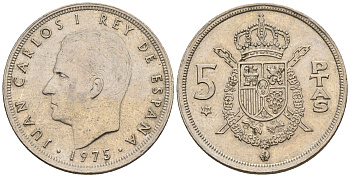 Испания 5 песет 1975 (76) Хуан Карлос I (1975-2014) KM 807 медно-никель 259-346