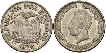 ЭКВАДОР 1 СУКРЕ 1978 АНТОНИО ХОСЕ де СУКРЕ KM 78b сталь плакированная никелем 31-354