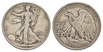 США 1/2 доллара (50 центов) 1919  KM 142 серебро    5010-1743