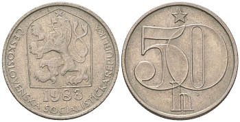 Чехословакия 50 геллеров 1983 KM 89 медно-никель 4115-1012
