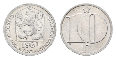 Чехословакия 10 геллеров 1981 KM 80 алюмний UNC 4674-434