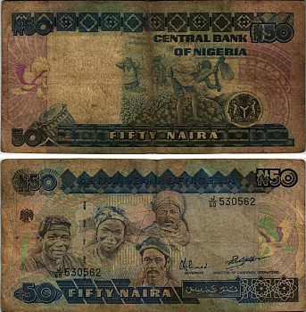 Нигерия 50 найра ND (1991-2000) жители Нигерии, подпись 9 Pick 27 b бумага 6312-53-2-2