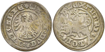 Великое княжество Литовское 1/2 гроша (полугрош) 1501-1506 Александр I король Польский (1501-1506), вес 1,23 гр., погоня Saurma 5504 серебро 1517-313