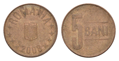 Румыния 5 бань (бани) 2008 KM 190 сталь плакированная медью 4702-533