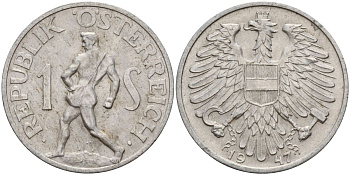 Австрия 1 шиллинг 1947 KM 2871 алюминий 4150-925