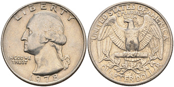 США 25 центов (квотер) 1978 Вашингтон KM A164a медь плакированная медно-никелем 4584-1057