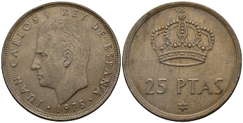 Испания 25 песет 1975 (80) Хуан Карлос I (1975-2014) KM 808 медно-никель 181-1111
